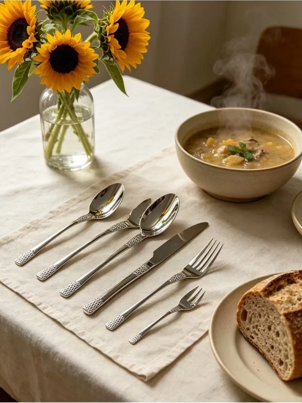 Polished Stainless Flatware Set in Silver - Classic Dining Collection 72 Piece